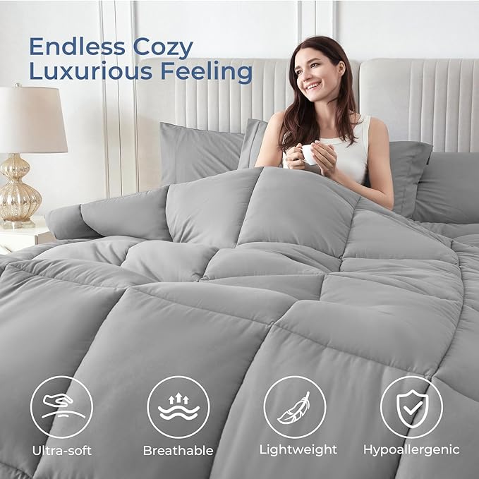 Sasttie Twin Comforter Set, 5 Pieces Bed in a Bag Twin, Complete Bedding Set - Image 2