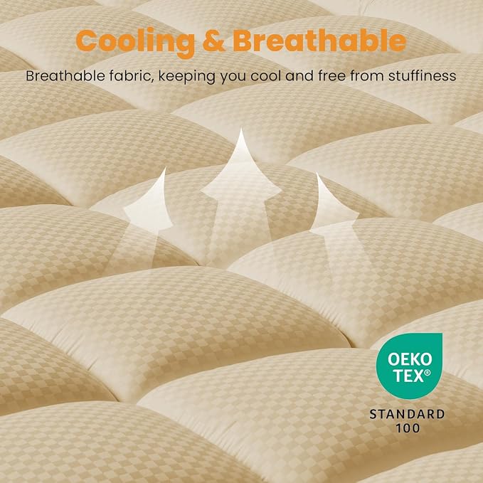 MATBEBY California King Quilted Fitted Mattress Pad - Image 2