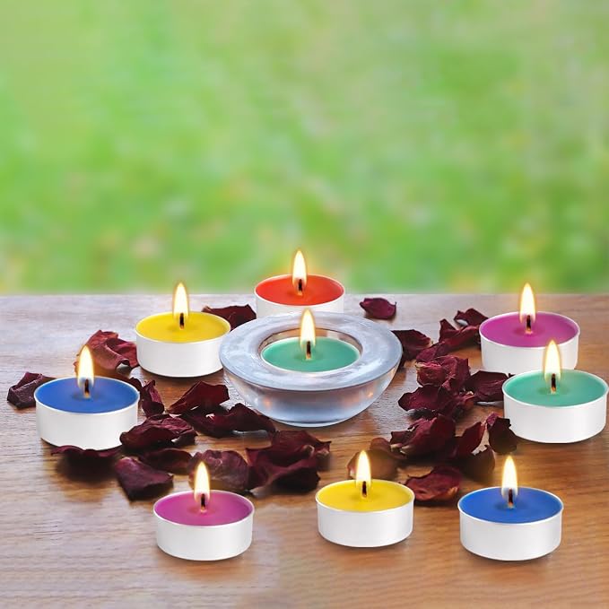50 Pack Unscented Assorted Colors Tealights Candle - Image 7