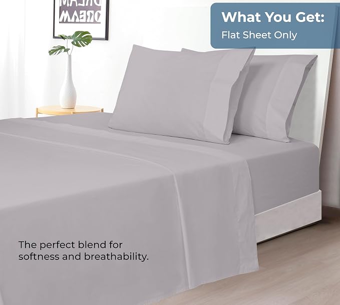 Royale Linens 100% Organic Cotton King Flat Sheet Only - Image 5