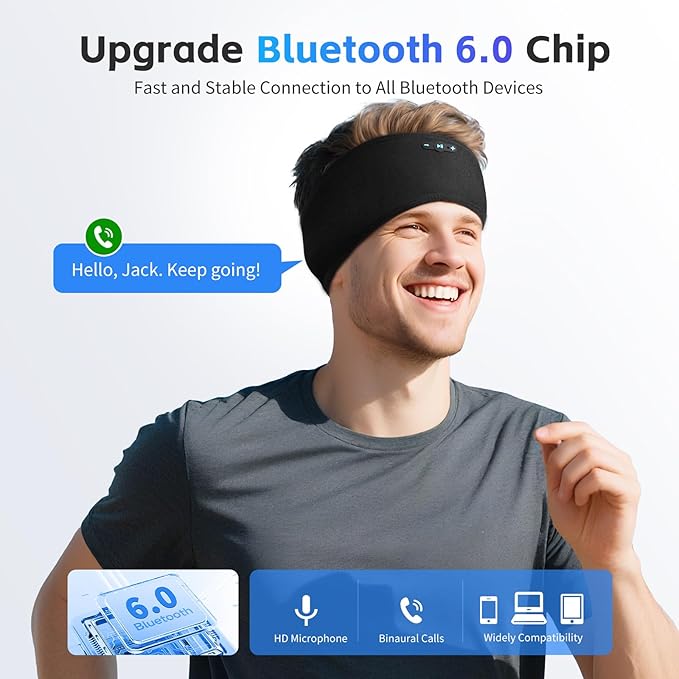 Sleep Headphones Bluetooth 6.0 Headband, 20Hr Headband Headphones - Image 3