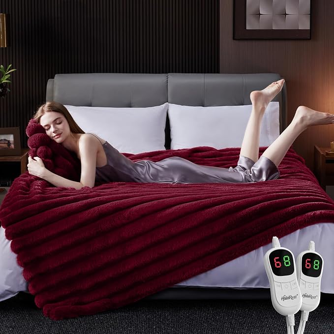 Heated Throw Blanket, Faux Fur Cozy Heating Blanket - Image 5