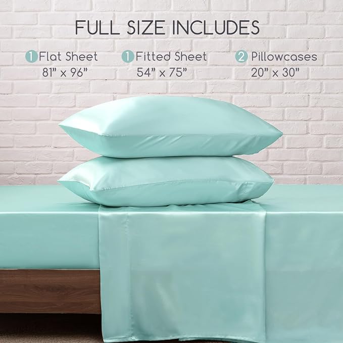 MR&HM Satin Bed Sheets, Full Size Sheets Set - Image 7