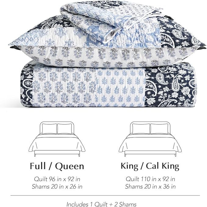 EverGrace Cotton Quilt Set Queen Size, 100% Cotton Reversible Lightweight - Image 9