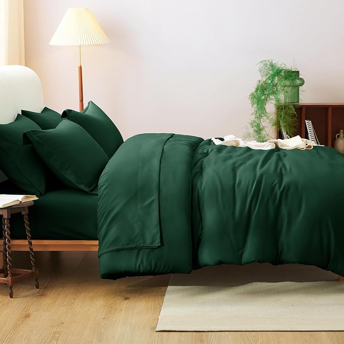 CozyLux Queen Comforter Set Emerald Green, 7 Pieces Bed in a Bag Queen - Image 8