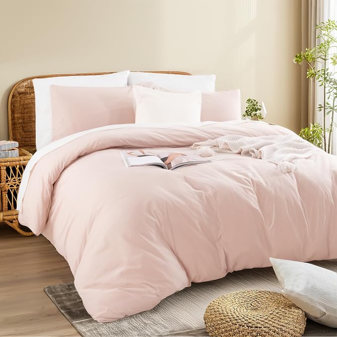NEXHOME PRO Duvet Cover Set Queen Size Linen Look Textured Organic Natural 100% - Image 4