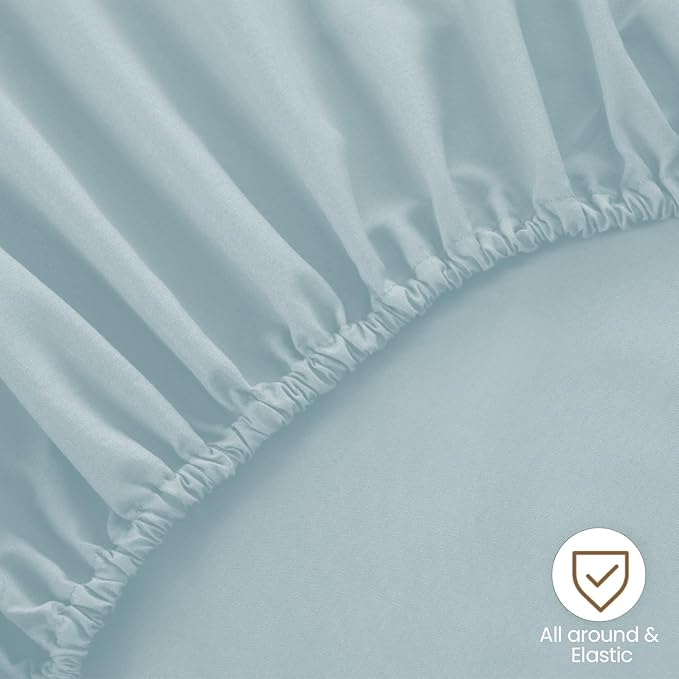 ROSE&RISY Light Blue Twin Fitted Sheet, Soft and Breathable - Image 5