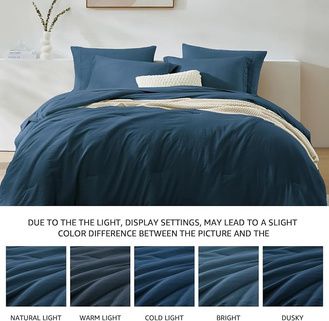 WRENSONGE King Size Comforter Sets- 7 Pieces Soft Serenity Blue Bed in a Bag - Image 6