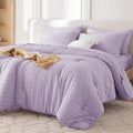 MUXHOMO 7 Pieces Queen Comforter Set, Seersucker Bed in a Bag Queen Size by MUXHOMO