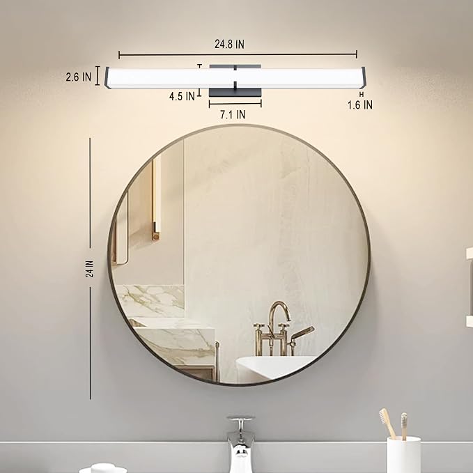 24.8Inch 2500LM Bathroom Light Fixtures 5CCT Optional, Dimmable Bathroom - Image 3