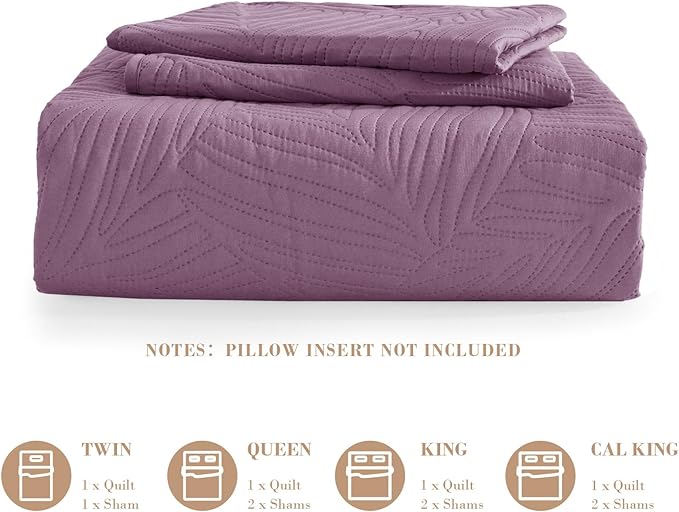 Exclusivo Mezcla Queen Quilt Bedding Set, Lightweight Dusty Lavender Quilts - Image 6
