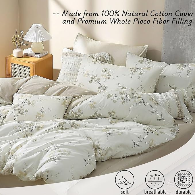 LEMIROE Floral Cotton Comforter Queen Size - Image 2