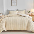 WARMDERN Tufted Duvet Cover Set King Size, Khaki Striped Textured Boho Bedding by WARMDERN