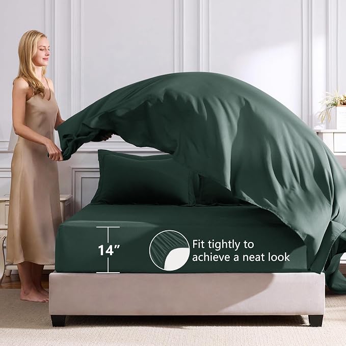 CozyLux King Size Comforter Set Forest Green - Image 5