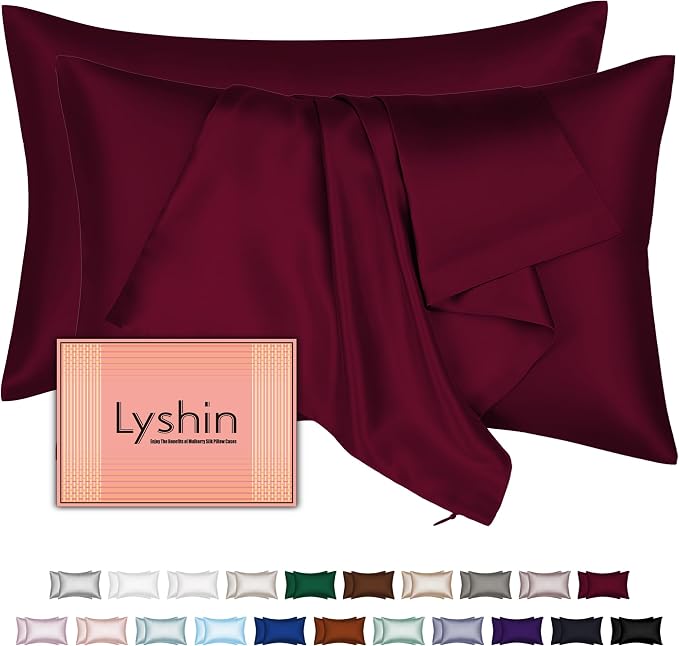 Silk Pillow Cases 2 Pack King Size by LYSHINSILKPILLOWCASES