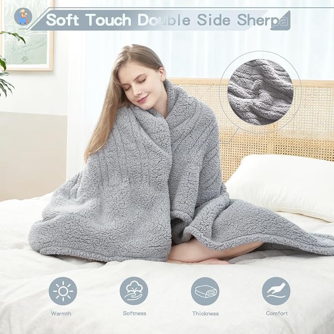 SNUGSUN Heated Twin Blanket Double Sided Sherpa, Soft Heating Electric Blanket - Image 2