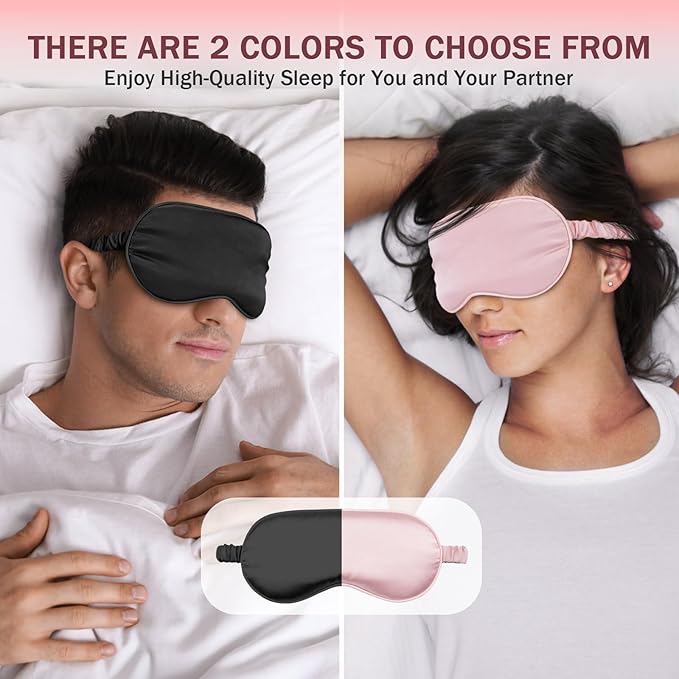 Amrules Sleep Mask Set of 2, Adjustable Silk Eye Mask - Image 7