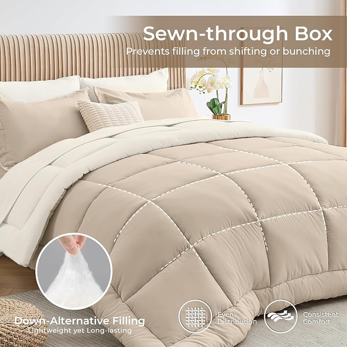 Sasttie Full Size Comforter Sets, 7 Pieces Reversible Bed in a Bag Full - Image 3
