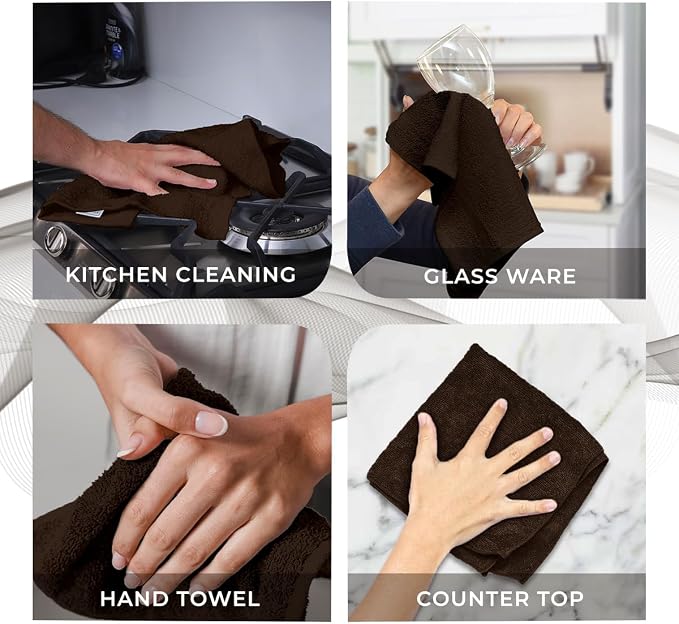 Avalon Towels Cotton Washcloths 24-Pack – 12 x 12 Inch Brown Super Soft & - Image 7