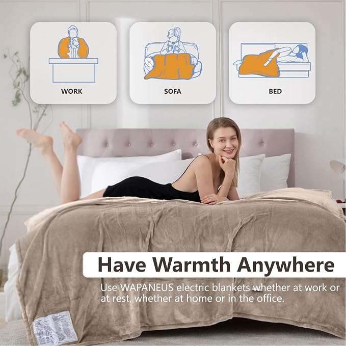 Wapaneus Heated Blanket Electric King Size 90"x100"-Dual Control - Image 4