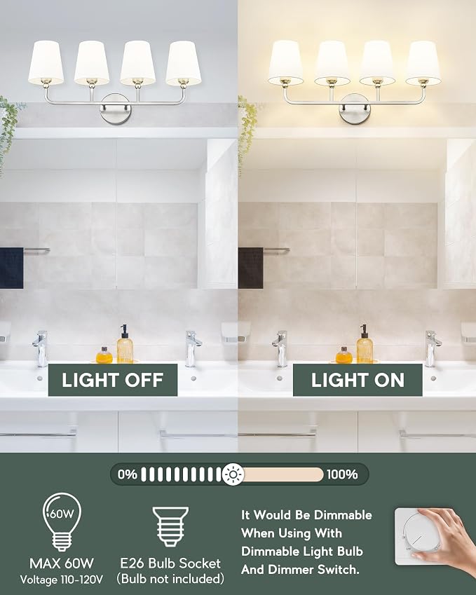 Bathroom Light Fixtures, 4 Light Vanity Lights - Image 5