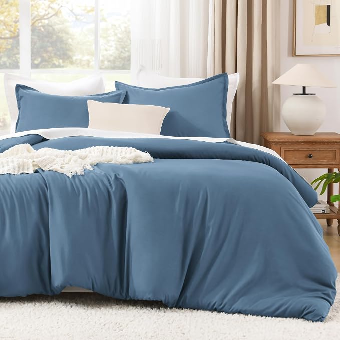 Litanika Comforters Queen Size Ocean Blue, 3 Pieces Lightweight Solid Bedding - Image 2