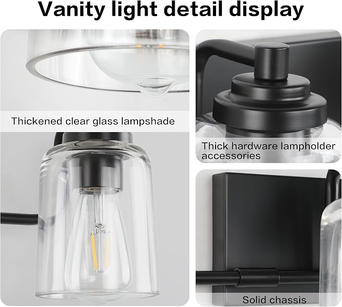 Solfart 4 Lights Matt Black Bathroom Vanity Lights Over Mirror - Image 4