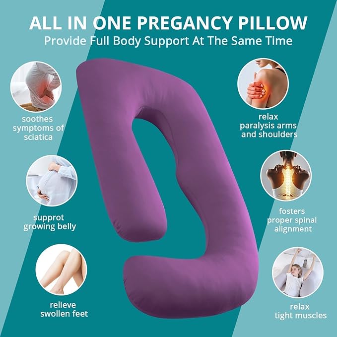 Sasttie Pregnancy Pillows for Sleeping, U Shaped Cooling Full Body Pillow - Image 6