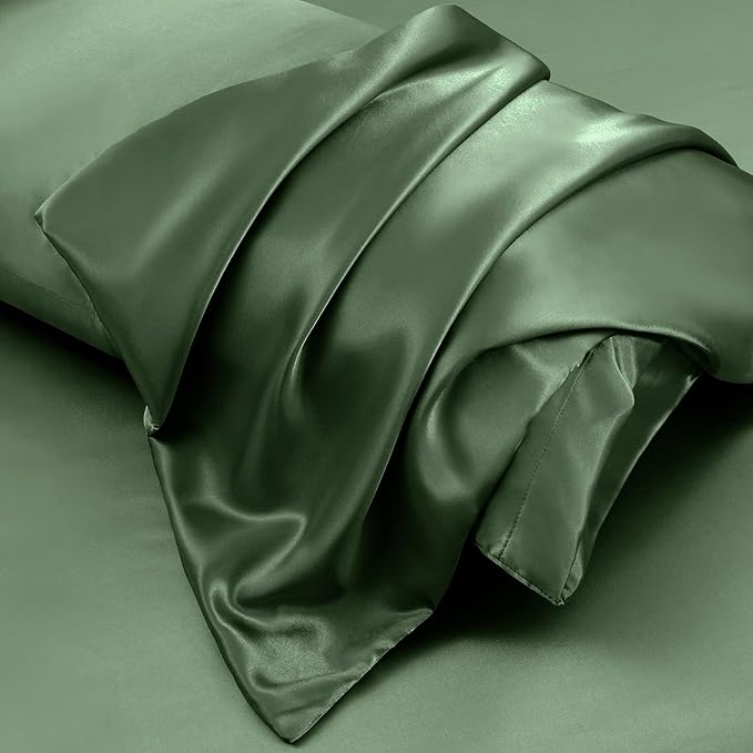 Aormenzy Satin Body Pillow Cover Set of 2, 20x54 Inches Woodland Green Body - Image 4
