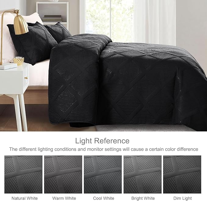 Exclusivo Mezcla Quilt Set Oversized King Size, 3 Pieces Black Cal King Quilt - Image 3