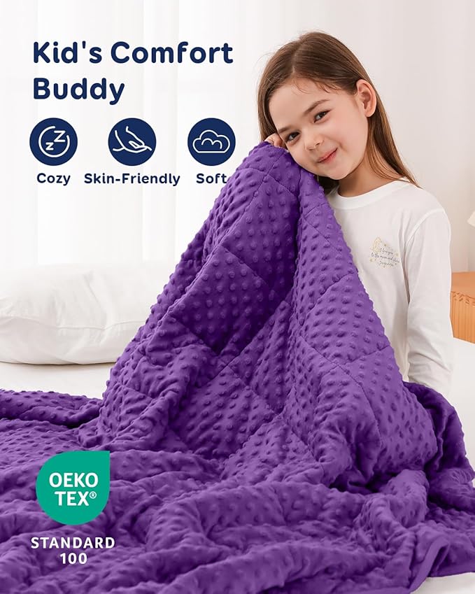 Kivik Weighted Blanket 5 Pounds, Cooling Soft Minky Dotted Heavy Blankets Throw - Image 3