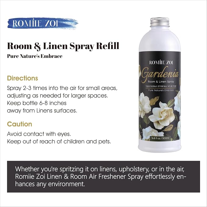 ROMIIE ZOI Gardenia Room Spray Refill - 500ml / 16.8 Fl Oz - Creamy Floral - Image 2