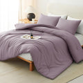 CozyLux California King Comforter Set Dusty Purple, 3 Pieces Cal King Solid by CozyLux