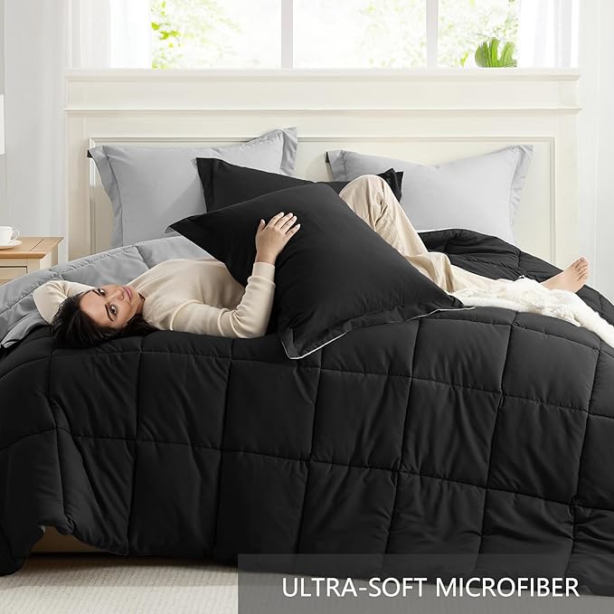Homelike Moment Twin Comforter Set Black, Comforter Twin Size Bed Set, - Image 5
