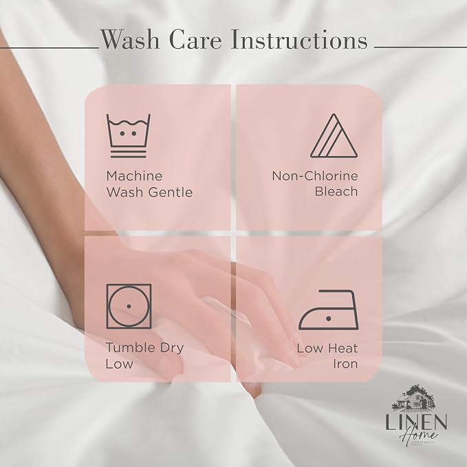 Linen Home 100% Cotton Percale Sheets California King Size, English Rose - Image 5