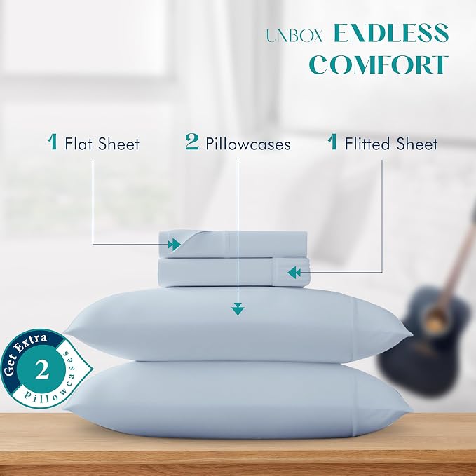 XOOX Linen 100% Egyptian Cotton Queen Sheet Set - Image 3
