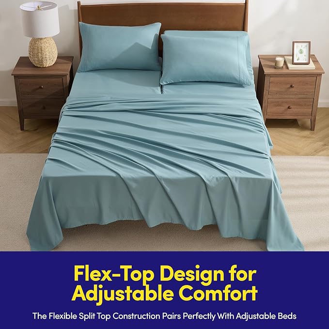 Split Head King Sheets Set for Adjustable Beds 4 Piece Flex Top Bed Sheets – - Image 2