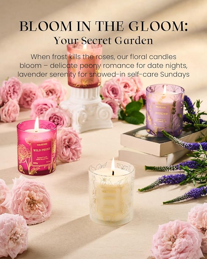 M&SENSE Jasmine Scented Natural Soy Candle, 8.1oz 42H Non-Toxic Long Burning - Image 5