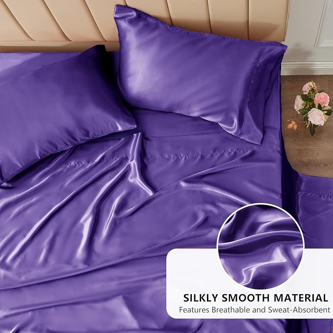 CozyLux Satin Sheets King Size Sheet Set - Image 3