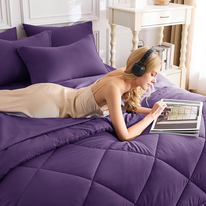 CozyLux Queen Comforter Set Purple - Image 4