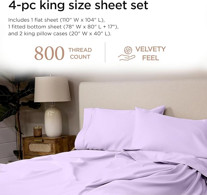Threadmill King Size Sheets | 800 Thread Count King Bed Sheets Set - Image 2