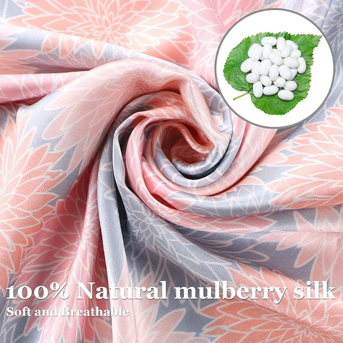 MANSPHIL King Pink Floral 100% Silk Pillow Cases - Image 2