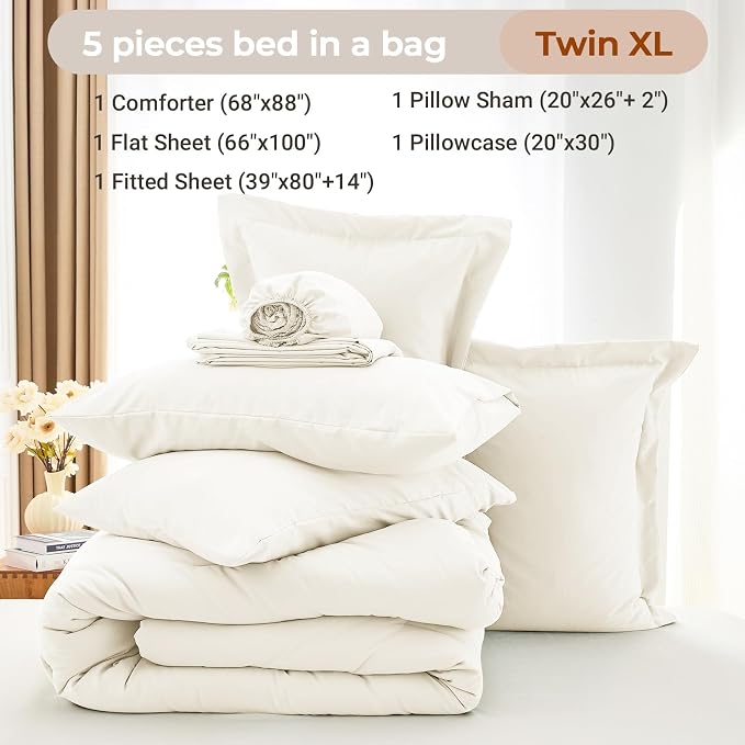 MUXHOMO 5 Pieces Twin XL Comforter Set, Soft Bed in a Bag Twin XL Size - Image 4