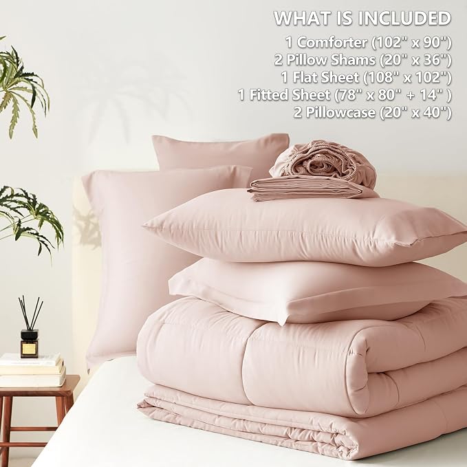 CozyLux King Size Comforter Set Blush Pink - Image 7