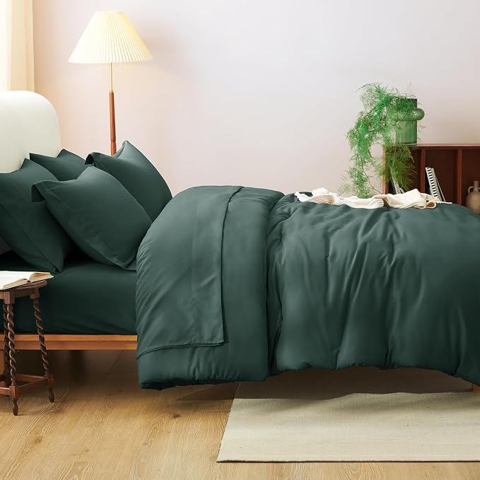CozyLux King Size Comforter Set Forest Green, 7 Pieces Bed in a Bag King - Image 8