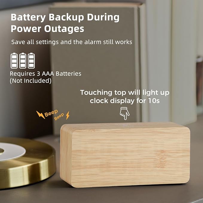 uscce Wooden Digital Alarm Clocks - Image 7