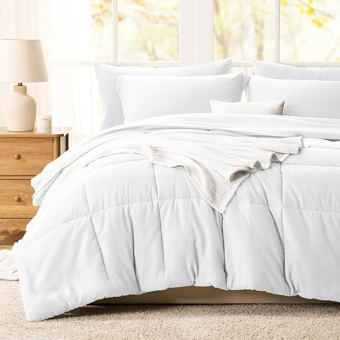 CozyLux Oversized Queen Comforter Sets White, 7 Pieces Bed in a Bag, 98x98 Box - Image 8