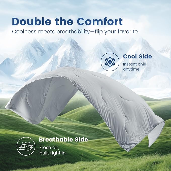 Cozy Bliss Cooling Comforter Queen Size, Reversible Lightweight Cooling Blankets - Image 9
