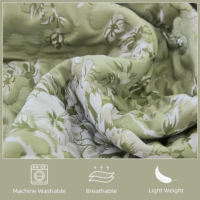 WONGS BEDDING Quilt Queen Size, Botanical Quilt - Image 5