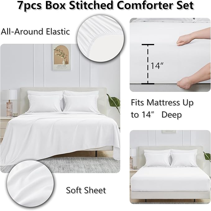 CozyLux Queen Comforter Set White - Image 6